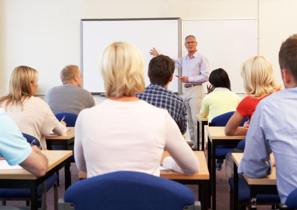 Adults taking part in a training session